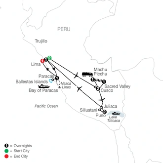 tourhub | Globus | Legacy of the Incas | Tour Map