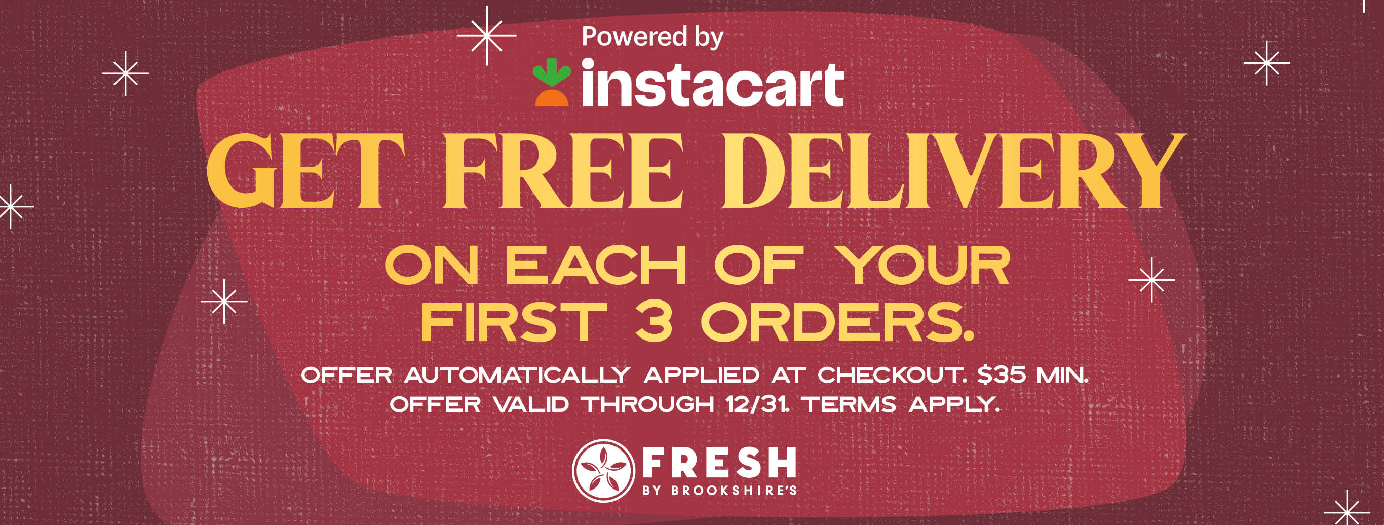 Get FREE Delivery on each of your first 3 orders! Offer valid through 12/31/24. Terms apply.