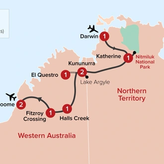 tourhub | APT | Top End and Kimberley | Tour Map