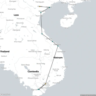 tourhub | All Points East | Vietnam Tour | Hanoi to Saigon | Tour Map