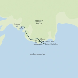 tourhub | Exodus Adventure Travels | Kayaking the Turquoise Coast | Tour Map