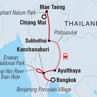tourhub | Intrepid Travel | Premium Northern Thailand | Tour Map