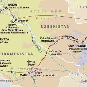 tourhub | Wild Frontiers | Uzbek & Turkmen: Cities of the Silk Road | Tour Map