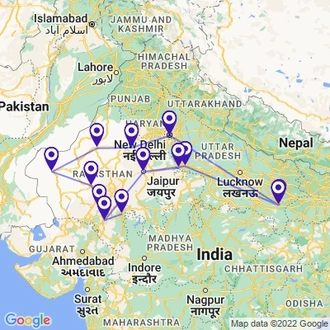 tourhub | UncleSam Holidays | Rajasthan with Varanasi Tour | Tour Map