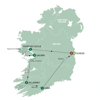 tourhub | Brendan Vacations | Ashford Castle & Ireland's Icons | Tour Map