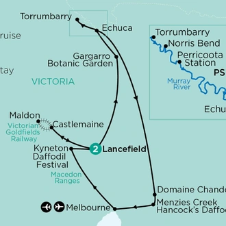 tourhub | APT | Murray River Cruise & Spring Bulbs of Victoria | Tour Map