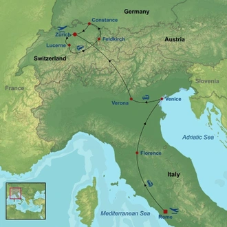 tourhub | Indus Travels | Essential Italy and Switzerland | Tour Map