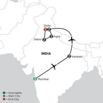 tourhub | Globus | Independent Spirit of India | Tour Map