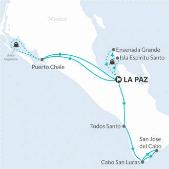 tourhub | Bamba Travel | Baja's Ocean Giants: From La Paz to Los Cabos Quest 7D/6N | Tour Map