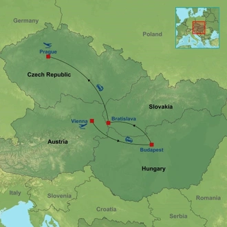 tourhub | Indus Travels | Best of Vienna, Budapest and Prague | Tour Map