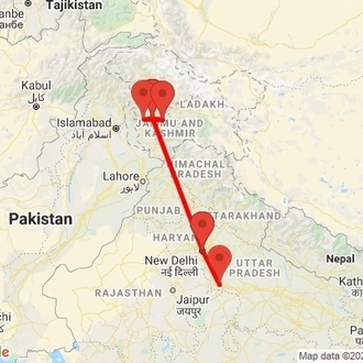tourhub | Agora Voyages | Kashmir and Taj Mahal | Tour Map