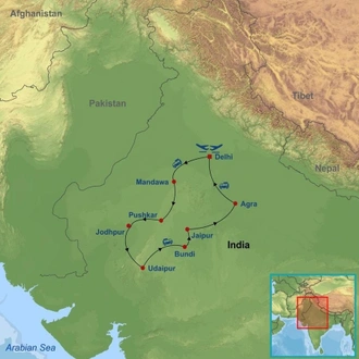 tourhub | Indus Travels | Heritage of Rajasthan Canada Special | Tour Map