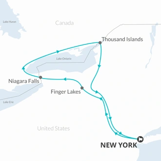 tourhub | Bamba Travel | Niagara Falls & 1000 Islands 3D/2N (from New York) | Tour Map
