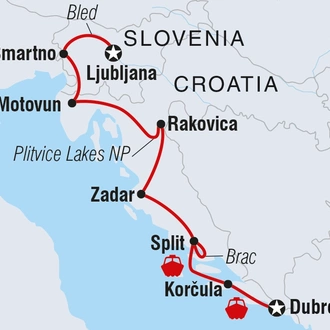 tourhub | Intrepid Travel | Slovenia & Croatia Real Food Adventure | Tour Map