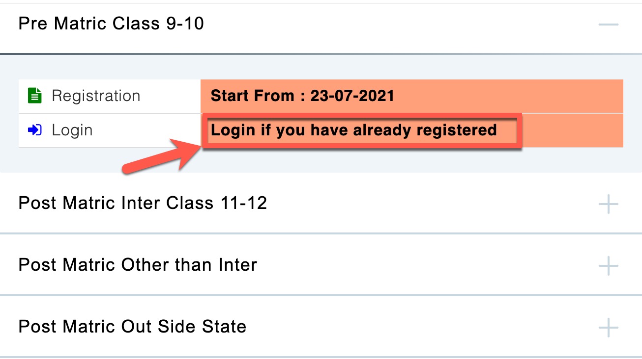 Log in to Your Pre-Matric or Post-Matric Portal