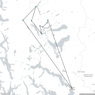 tourhub | Unu Raymi Tour Operator & Lodges | Patagonia: Torres del Paine ‘O’ Trek – 8 Days | Tour Map
