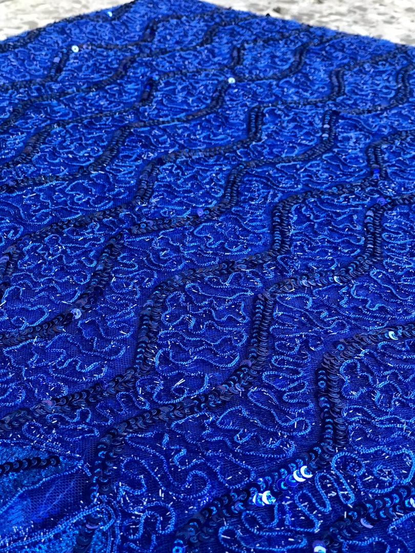 Royal blue lace fabric