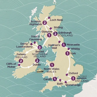 tourhub | Topdeck | Play & Pause: Britain & Ireland 2025-26 | Tour Map