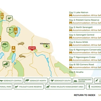 tourhub | Beach and Safari Holidays | Into the Heart of Africa: Big Five Jeep Safari in Tanzania | Tour Map