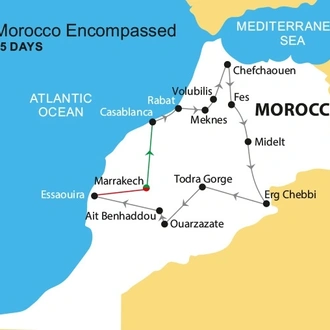 tourhub | Nomadic Tours | Morocco Encompassed 15 Days | Tour Map